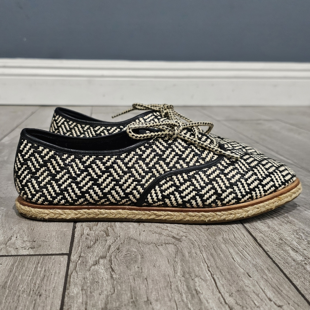 LOEFFLER RANDALL Kayla Black Woven Mesh Lace Up Espadrille Loafers 9M - Picture 2 of 8